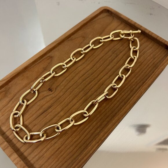 Gold Paperclip Chain Choker Necklace - Picture 2 of 3
